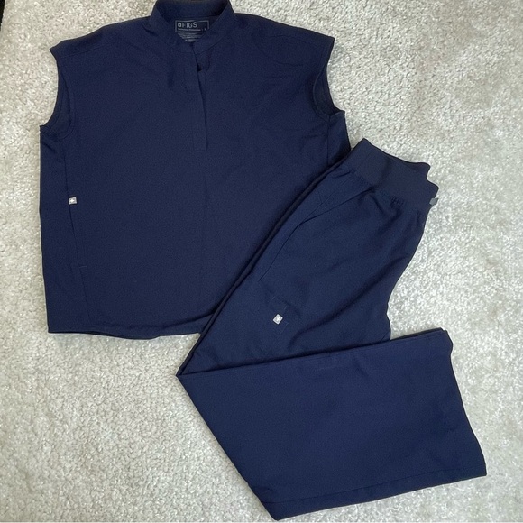 Figs Technical Collection Navy Blue Scub Set. Pants and Rafaela Top Oversized S - Picture 1 of 16